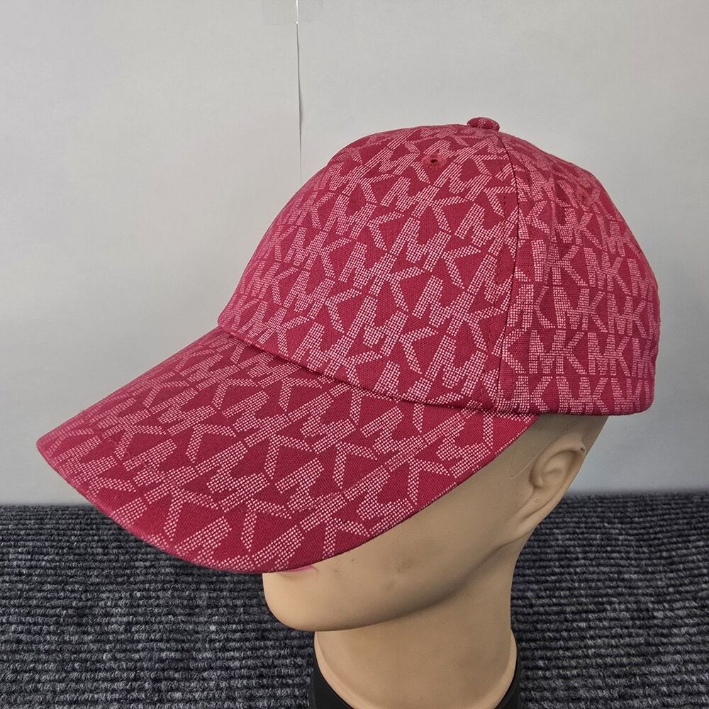 Michael Kors Woman’s Red Baseball Cap Hat Printed MK Logo Adjustable
